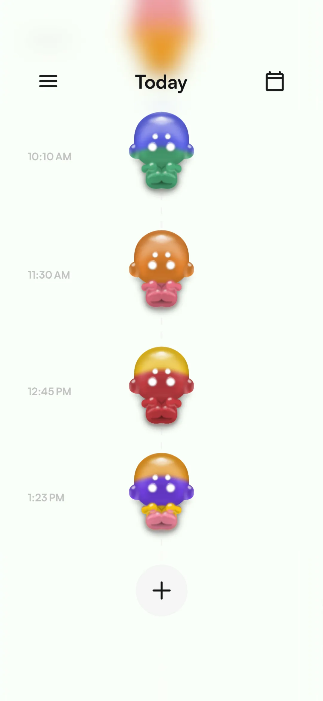 The Timeline: the gummies of today, each with its time.